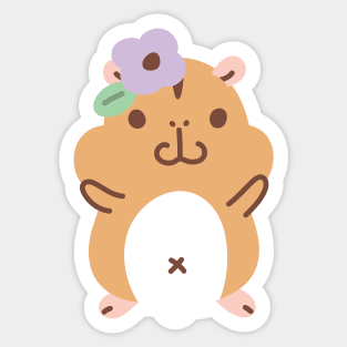 Hamster and Flowers Sticker